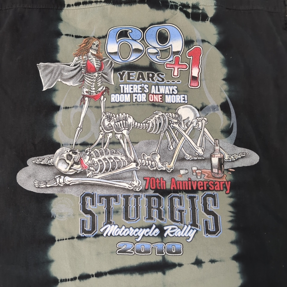 Sturgis Cutoff Sleeve Button Down 69 Plus 1 Year Anniversary Men Size 2XL